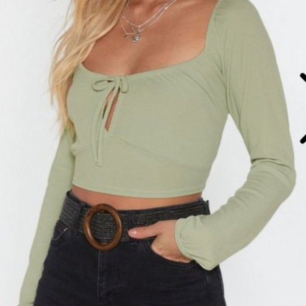 Nasty Gal Mint Square Neck Crop Top